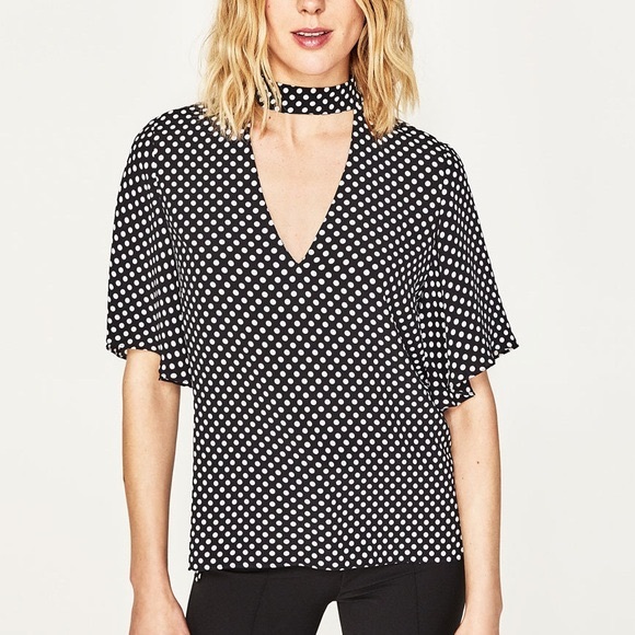 Zara Tops - Zara Polka Dot With Choker Top